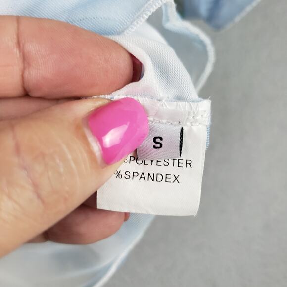 Celestial Cloud Angel Print Sheer Layered Top Pastel Blue Cherub Ethereal Size S - Picture 7 of 9